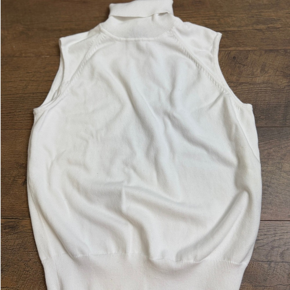 Gap Sleeveless Turtleneck Women M White Stretch Shell